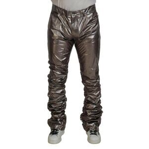 Dolce & Gabbana Ruched Metallic Pants Men Silver Jeans & Pants